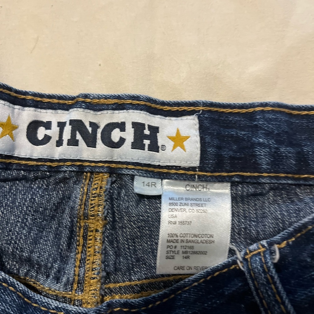 Cinch dark wash boys white label 16 regular